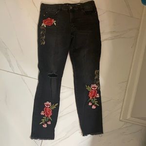 Black flower jeans